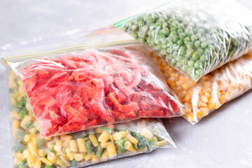 Frozen vegetables in a plastic bag