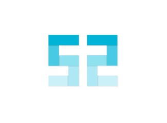 Obraz premium 52 number, vector logo, paper cut desing font made of blue color tones .Isolated on white background. Eps10 illustration