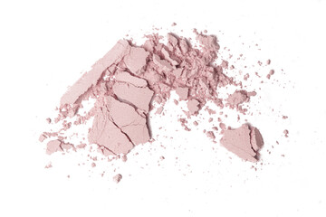 Beige cosmetic or make up powder isolated on white.