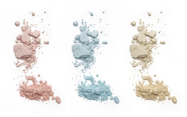 Cosmetic or make up powder samples isolated on white. 
