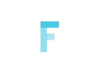 F letter, vector logo, paper cut desing font made of blue color tones .Isolated on white background. Eps10 illustration