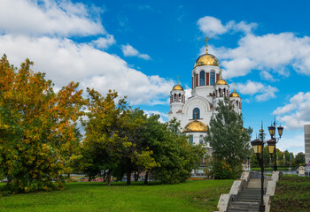 Fototapeta na wymiar Church on Blood in Honour of All Saints Resplendent in Ekaterinburg.