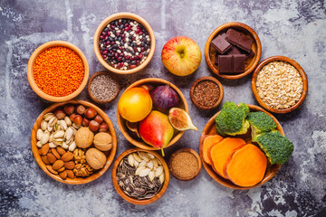 Products rich in fiber. Healthy diet food.