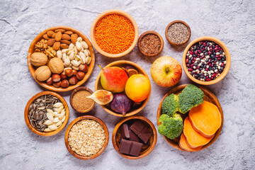 Products rich in fiber. Healthy diet food.