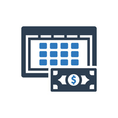 financial calendar icon , scheduled payment icon