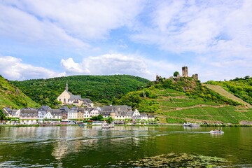 Burg Metternich in the town Beilstein on Moselle, Mosel river. Rhineland-Palatinate, Germany.
