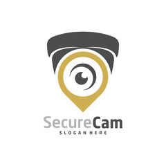 CCTV Camera with Point icon Logo Design Vector Template, Concept Symbol