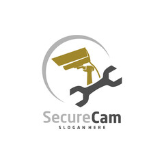 CCTV Camera with Service icon logo design vector template, Concept Symbol