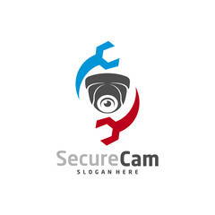 CCTV Camera with Service icon logo design vector template, Concept Symbol