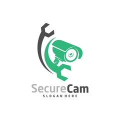 CCTV Camera with Service icon logo design vector template, Concept Symbol