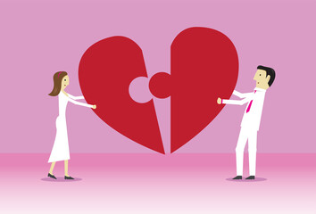 A couple of heart shaped puzzles