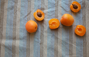 apricots on striped background