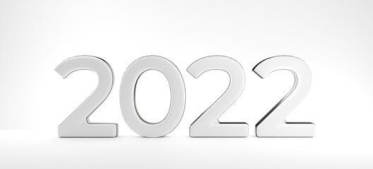 2022 light gray bold letters 3d-illustration