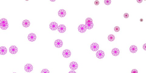 Light Pink vector doodle texture with flowers.