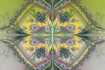 Green Fractal Geometric Pattern Illustration Neon UV Physics Astrophysics