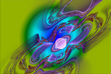 Green Fractal Geometric Pattern Illustration Neon UV Physics Astrophysics