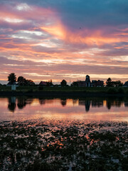 sunset over the river