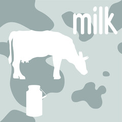 Seamless pattern of cows and milk