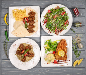 Different dishes on the table in the restaurant