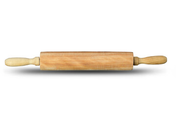 Wooden isolated pin for bread rolls used as handicraft or dough rollers with clipping paths.