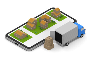 Carry your luggage by truck. Deliver in a residential area. Please collect your luggage on the Internet.