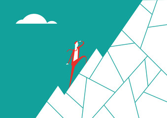 Businessman going to the top. Flat vector illustration.
