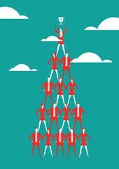 Businessmen doing teamwork. Flat vector illustration.