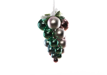 christmas tree colored balls isolated on white background