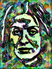 Stained glass portrait pattern.