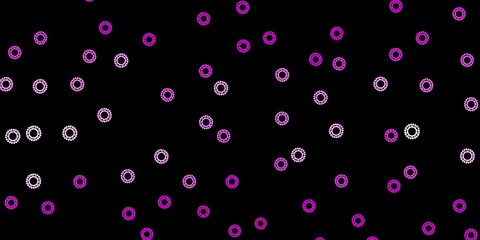 Dark pink vector pattern with coronavirus elements.