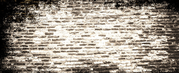 Obraz premium Weathered stained old brick wall background. Background of brick wall texture