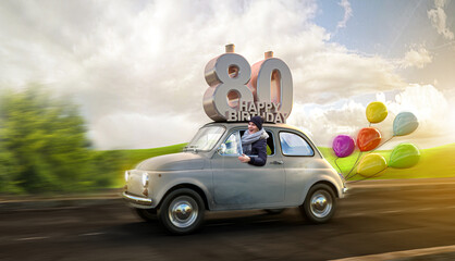 Geburtstagsauto Happy Birthday 80