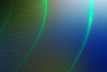 Dark Blue, Green vector background with curved lines.