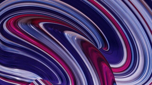 Dynamic metal surface created by the deformation of the wave toroidal object contains active red blue, purple shades symbolizing the dynamics of energy Well suited as desktop wallpaper 3D rendering.