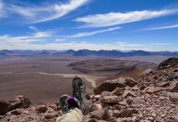 Fototapeta premium View from the top of Cerro Toco in the Atacama in the north of Chile