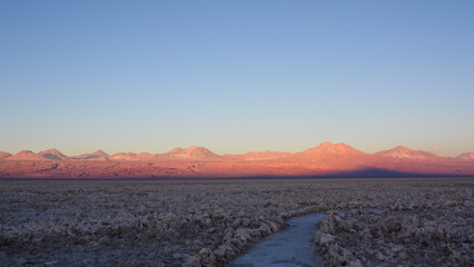 Sunset over Atacama Salt Flat in the north of Chile