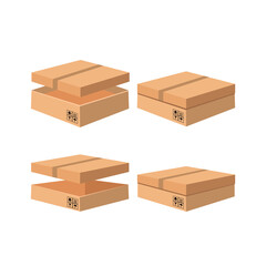 Fototapeta premium Set of carton packaging box design collection isolated on white background