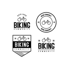 Vintage retro hipster biking community logo design template