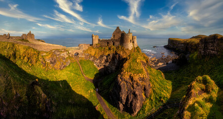 Fototapeta Dunluce Castle is a medieval castle in Bushmills Northern Ireland - big panorama obraz