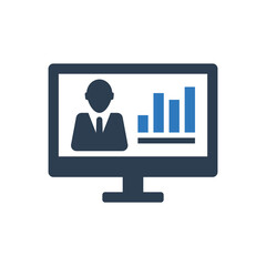 Business man online graph report icon