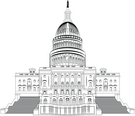 United States Capitol Black and White Graphic 