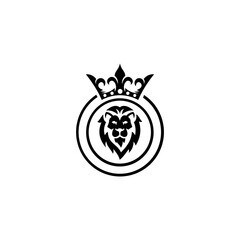 Lion King Logo / Lion head and crown with laurel wreath vector.