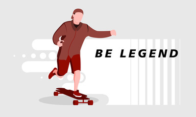 Skateboard Sport Man Flat Illustration Vector Graphic Illustration