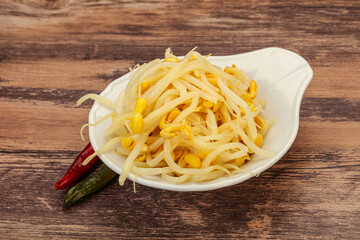 Soy sprout heap in the bowl