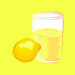 lemon juice in a glass glass in a vector illustration