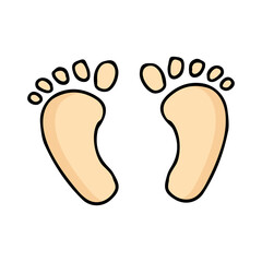 Colorful baby footprints icon in vector. Flat baby footprints illustration in vector