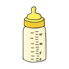 Colorful baby milk bottle icon in vector. Flat baby milk bottle illustration in vector.
