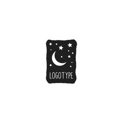 moon and star logo template. hand draw icon