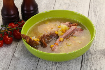 Peas soup with ribs