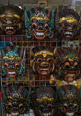 Colorful material masks for sale on the market in Thailand.